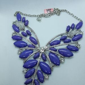 Faux Mojave Turquoise & Rhinestone Statement Neckl